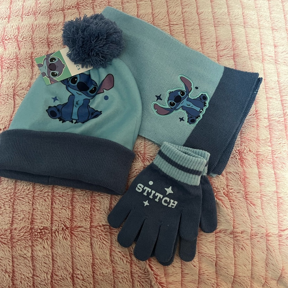 Stitch Kids Blue Winter Hat Set
